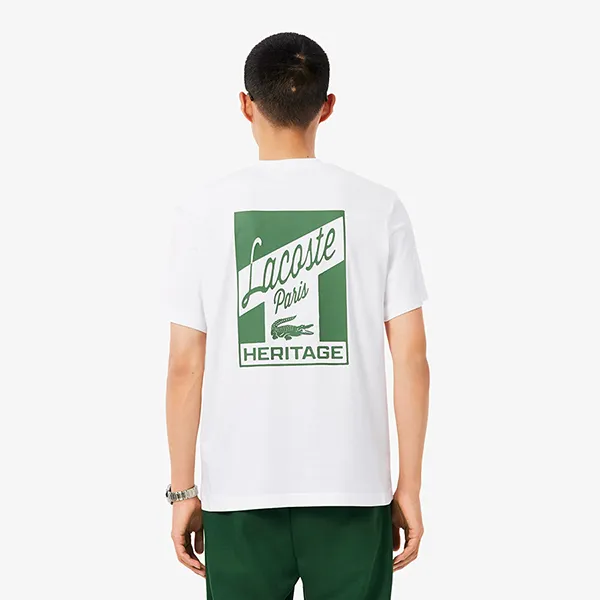 Áo Thun Nam Lacoste Multi Print Jersey T-Shirt TH5948 001 Màu Trắng Size 4
