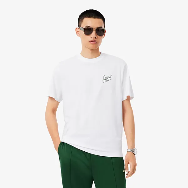 Áo Thun Nam Lacoste Multi Print Jersey T-Shirt TH5948 001 Màu Trắng Size 4