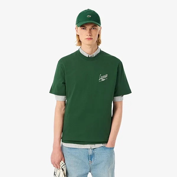 Áo Thun Nam Lacoste Multi Print Jersey T-Shirt TH5948 132 Màu Xanh Lá Size 3