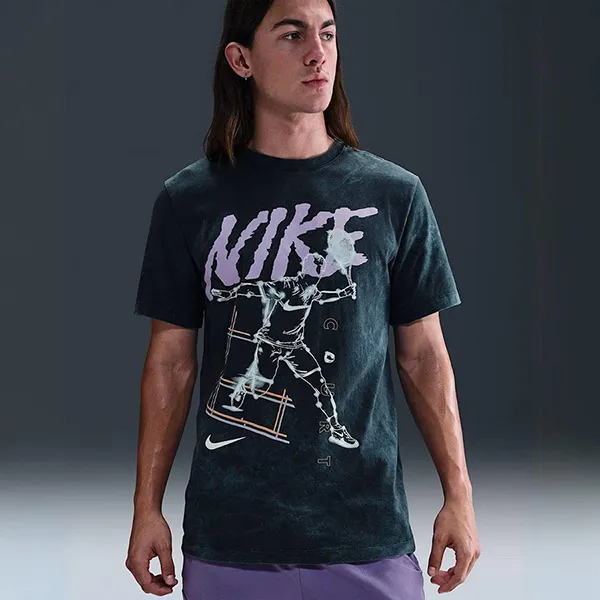 Áo Thun Nam Nike Court Graphic Tee Tshirt HJ3454-451 Màu Xanh Size S