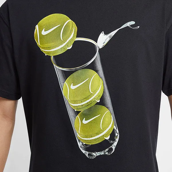 Áo Thun Nam Nike Court Tennis Macaroons Graphic Tee Tshirt HJ3468-010 Màu Đen
