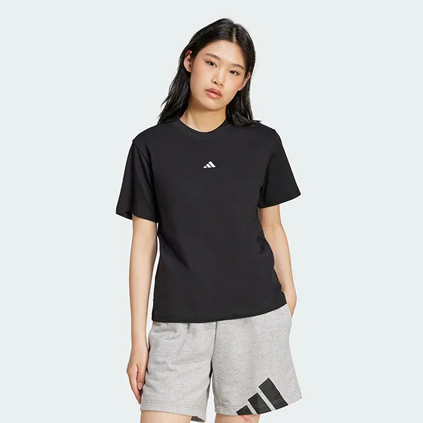 Áo Thun Nữ Adidas Cotton Logo Nhỏ Essentials JC5943 Tshirt Màu Đen Size XS