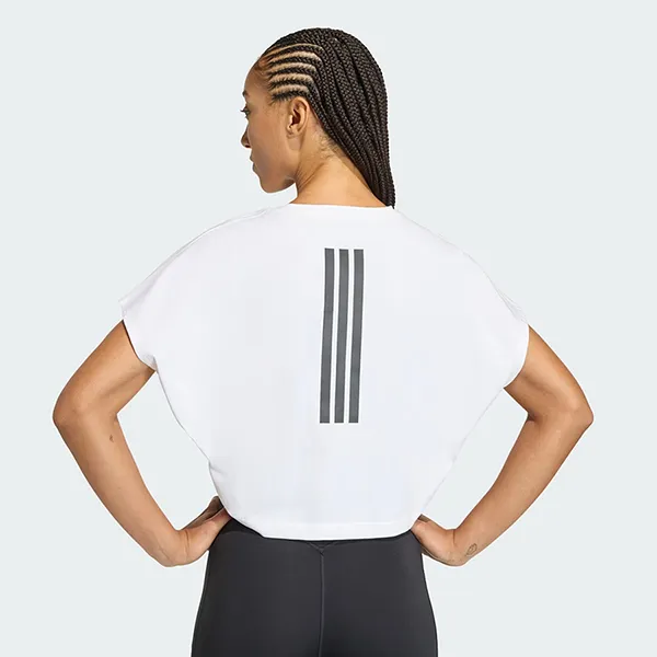 Áo Thun Nữ Adidas Power Workout 3-Striped Cropped Boxy T-Shirt KE8050 Màu Trắng Size S