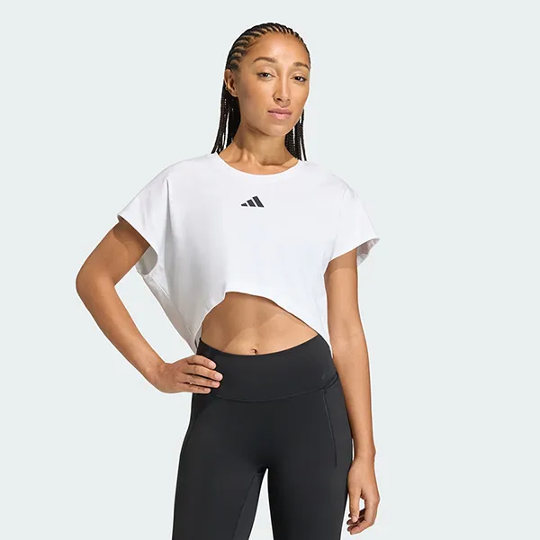 Áo Thun Nữ Adidas Power Workout 3-Striped Cropped Boxy T-Shirt KE8050 Màu Trắng Size S