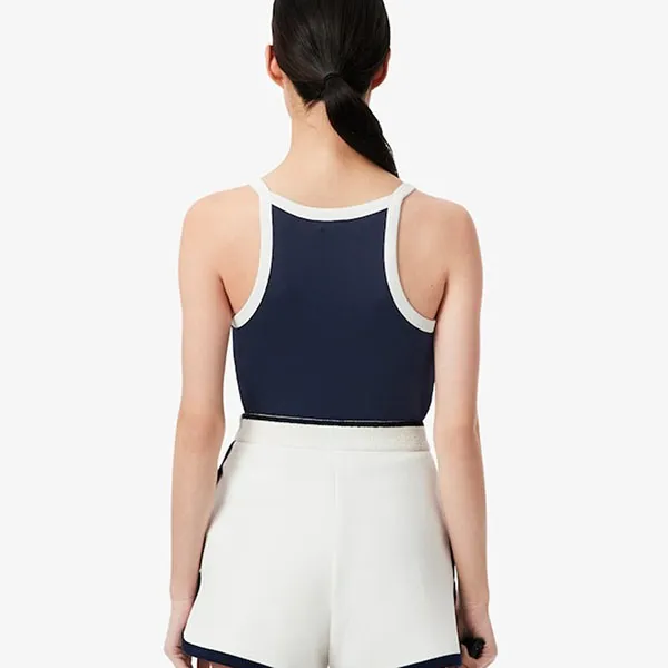 Áo Thun Thể Thao Nữ Lacoste Sport Ultra Dry Ribbed Knit Tank Top TF4192 525 Màu Xanh Navy Size 34