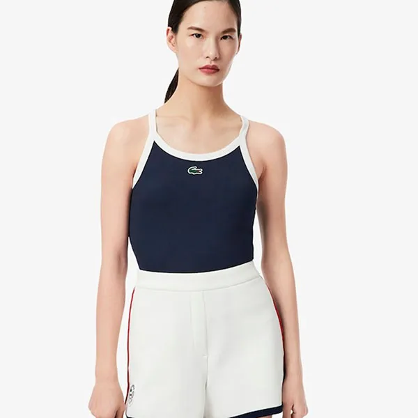 Áo Thun Thể Thao Nữ Lacoste Sport Ultra Dry Ribbed Knit Tank Top TF4192 525 Màu Xanh Navy Size 34