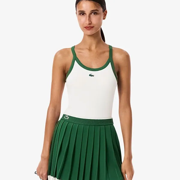 Áo Thun Thể Thao Nữ Lacoste Sport Ultra Dry Ribbed Knit Tank Top TF4192 737 Màu Trắng Size 36