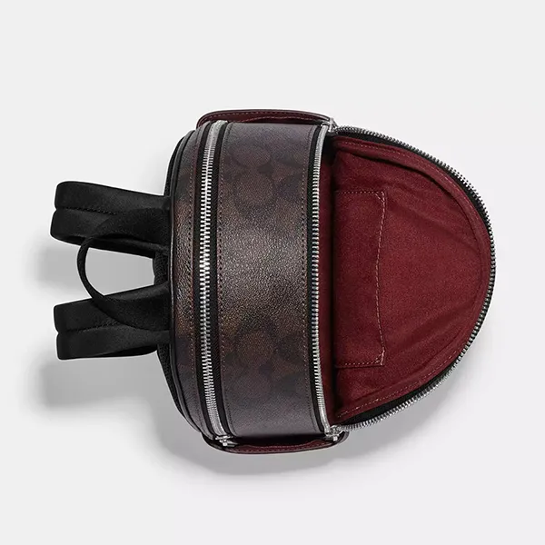 Balo Coach Mini Court Backpack In Signature Canvas With Leopard Print CC757 Màu Đen/Nâu