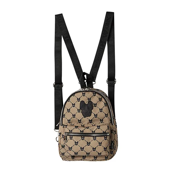 Balo Lifework Korea Patch Zip Closure Backpack Mini Pattern Beige LW235BG301 Màu Be Họa Tiết