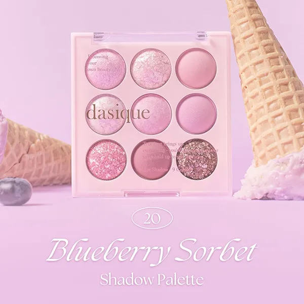 Bảng Phấn Mắt 9 Ô Dasique Ice Cream Shadow Palette 20 Blueberry Sorbet 13g