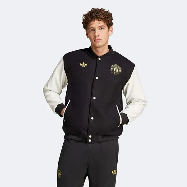 Bộ Quần Áo Nỉ Adidas Jacket X Manchester United In Black/ White MU JF0382/ JF0361 Màu Đen Trắng Size S