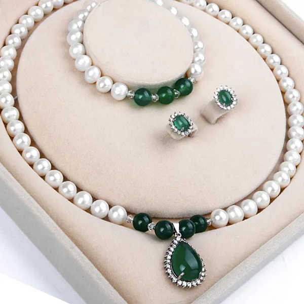 Bộ Trang Sức Ngọc Trai Nữ Jessica Pearl Royal Chalcedony JS18 Màu Trắng Ngà