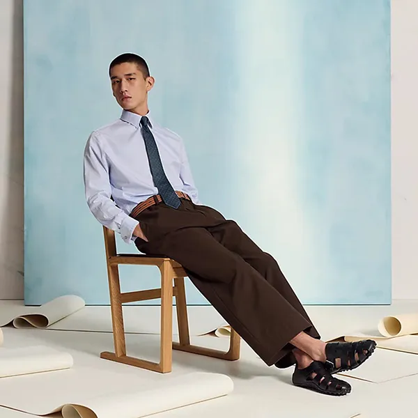 Cà Vạt Nam Hermès Magnifying H Tie Anthracite/ Gris H334161TV08 Màu Xám Xanh