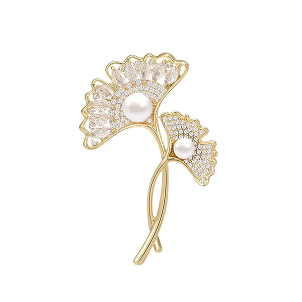 Cài Áo Nữ Meri Autumn Ginkgo BR960 Màu Trắng - Vàng