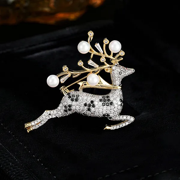 Cài Áo Nữ Meri Frosted Reindeer BR958 Màu Bạc