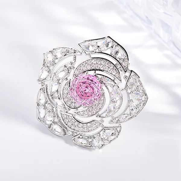 Cài Áo Nữ Meri Gleaming Rose BR970 Màu Hồng/Trắng