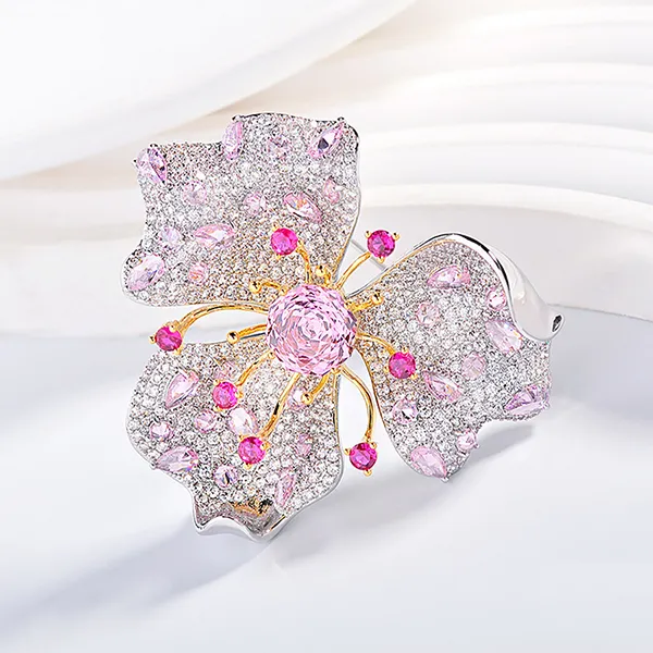 Cài Áo Nữ Meri Luminous Bloom BR964 Màu Hồng/Trắng