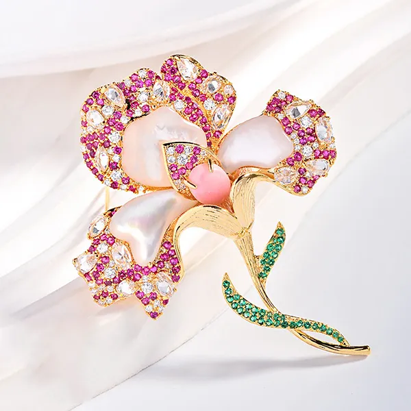 Cài Áo Nữ Meri Duo Ladies BR962 Màu Hồng/Vàng