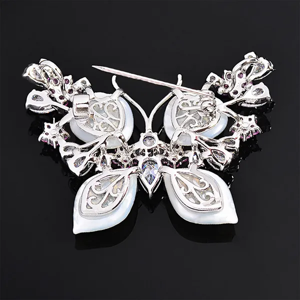 Cài Áo Nữ Meri Pearlescent Wings BR969 Màu Hồng/Trắng