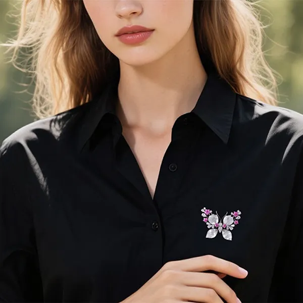 Cài Áo Nữ Meri Pearlescent Wings BR969 Màu Hồng/Trắng