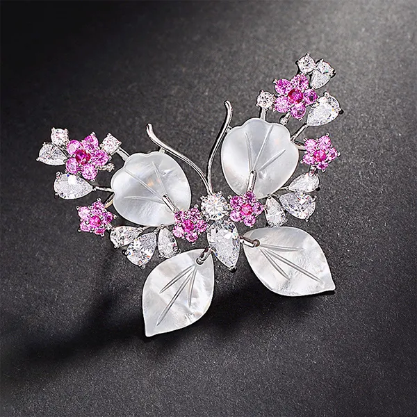 Cài Áo Nữ Meri Pearlescent Wings BR969 Màu Hồng/Trắng