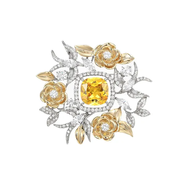 Cài Áo Nữ Meri Sunshine Canary BR947 Màu Vàng - Bạc