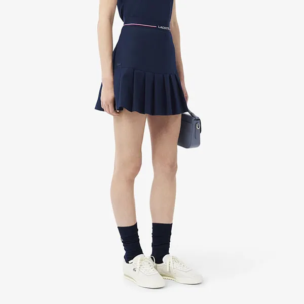 Chân Váy Nữ Lacoste Pleated Wool Blend Skirt JF5323_166 Màu Xanh Navy Size 34