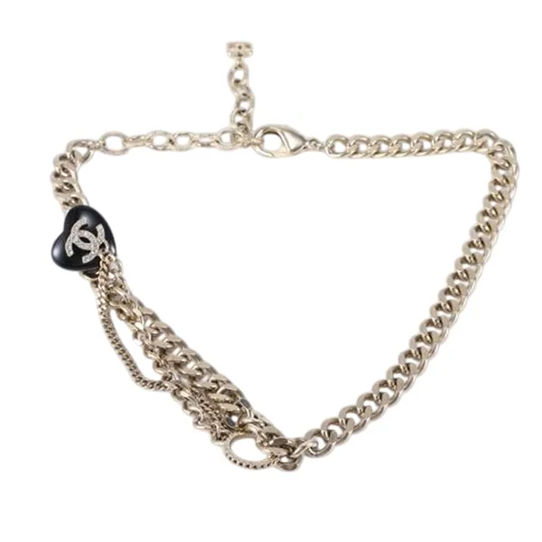 Dây Chuyền Nữ Chanel 22B Black Heart Choker Necklace Màu Bạc/Đen