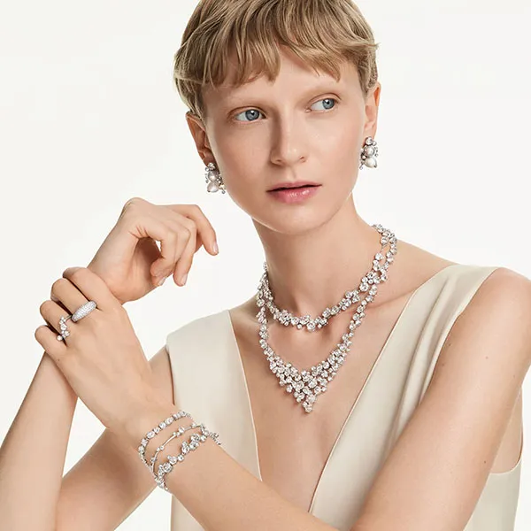 Dây Chuyền Nữ Swarovski Constella Necklace Mixed Cuts, Clasp, White, Rhodium Plated 5732249 Màu Bạc