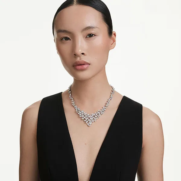 Dây Chuyền Nữ Swarovski Constella Necklace Mixed Cuts, Clasp, White, Rhodium Plated 5732249 Màu Bạc