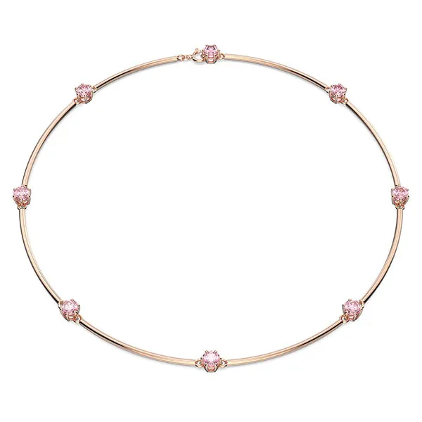 Dây Chuyền Nữ Swarovski Constella Necklace Round Cut, Pink, Rose Gold-Tone Plated 5640281 Màu Vàng Hồng