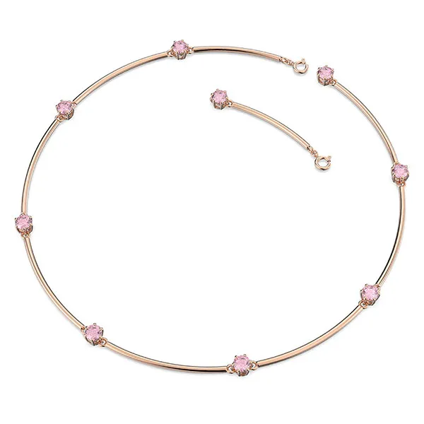 Dây Chuyền Nữ Swarovski Constella Necklace Round Cut, Pink, Rose Gold-Tone Plated 5640281 Màu Vàng Hồng
