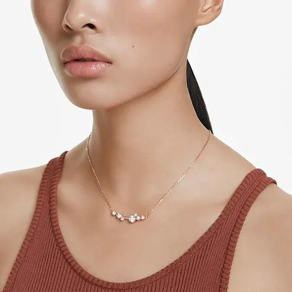 Dây Chuyền Nữ Swarovski Crystal Pearl, Round Cuts, White, Rose Gold-tone Plated 5729504 Màu Vàng Hồng