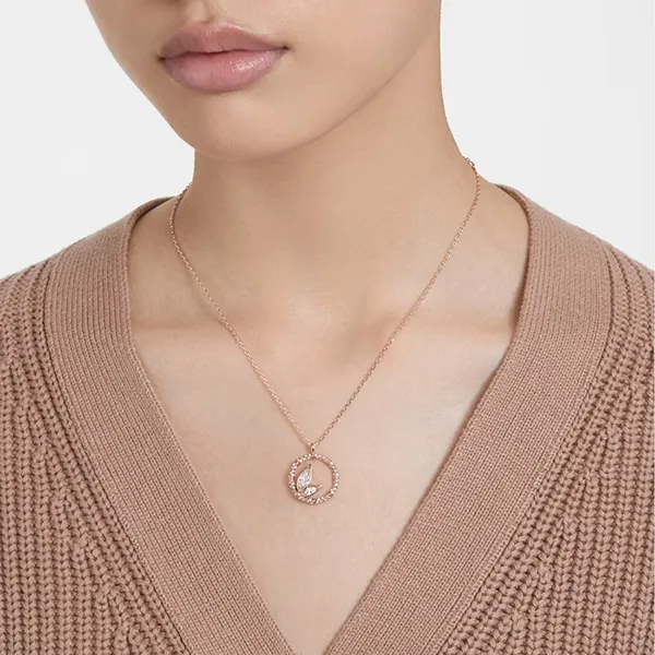 Dây Chuyền Nữ Swarovski Dellium Necklace Round Shape Bamboo White Rose-gold Plated 5645371 Màu Vàng Hồng