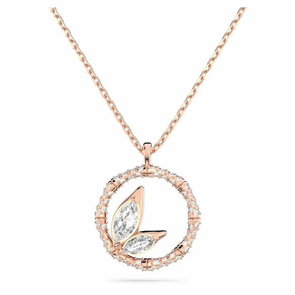 Dây Chuyền Nữ Swarovski Dellium Necklace Round Shape Bamboo White Rose-gold Plated 5645371 Màu Vàng Hồng