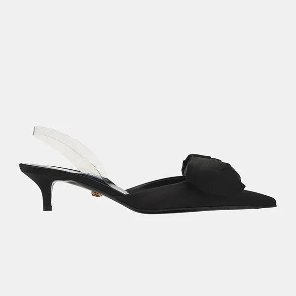 Dép Cao Gót Nữ Versace Alia Slingback Pumps 1015424-1A08415-1B00V-BLACK-GO Màu Đen Size 37.5