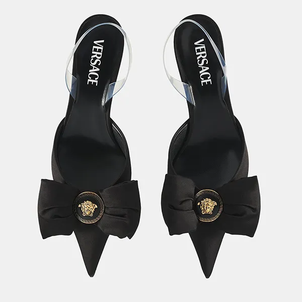 Dép Cao Gót Nữ Versace Alia Slingback Pumps 1015424-1A08415-1B00V-BLACK-GO Màu Đen Size 37.5