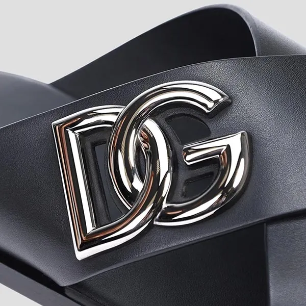 Dép Nam Dolce & Gabbana DG Black Light Calf Leather A80440 AO602 80999 Màu Đen Size 39