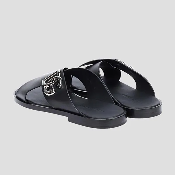 Dép Nam Dolce & Gabbana DG Black Light Calf Leather A80440 AO602 80999 Màu Đen Size 39