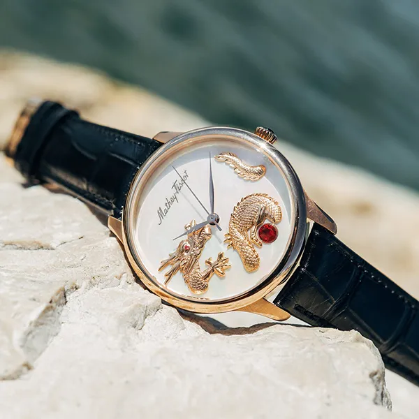 Đồng Hồ Nam Mathey-Tissot Edmond Automatic Handcrafted Dragon MD1886PA Màu Đen - Vàng Hồng