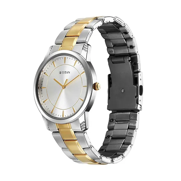 Đồng Hồ Nam Titan Quartz 1774BM02 Silver Dial Stainless Steel Strap Quartz Analog Men Watch Màu Bạc Vàng