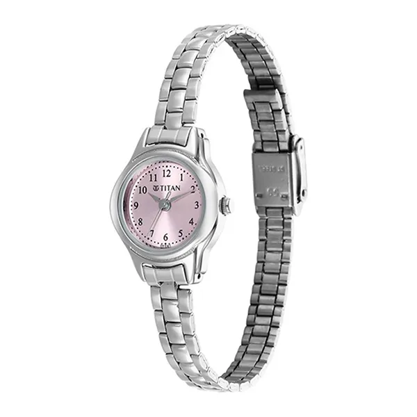 Đồng Hồ Nữ Titan Analog Pink Dial With Silver Stainless Steel Strap Watch For Women 2401SM04 Màu Bạc Hồng