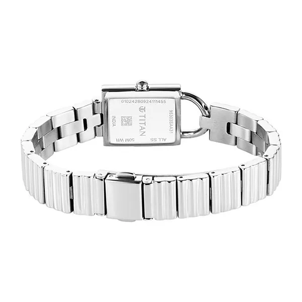 Đồng Hồ Nữ Titan Metro Quartz Analog Blue Dial Stainless Steel Strap Watch 95303SM01 Màu Bạc Xanh