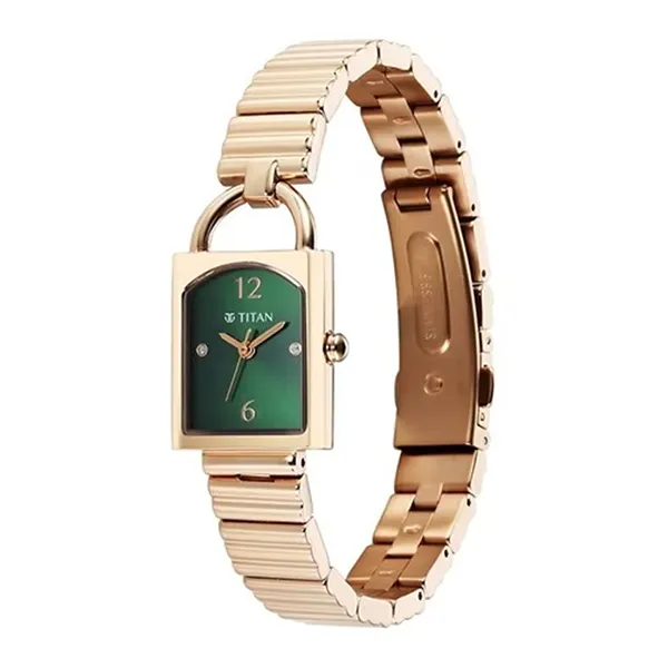 Đồng Hồ Nữ Titan Metro Quartz Analog Blue Dial Stainless Steel Strap Watch 95303WM01 Màu Xanh/ Vàng Hồng