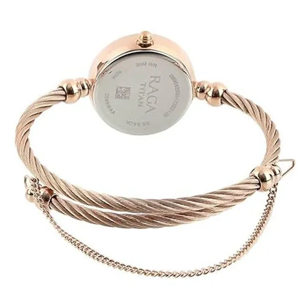 Đồng Hồ Nữ Titan Raga Analogue Round White Dial Brass 2586WM01 Màu Vàng Hồng