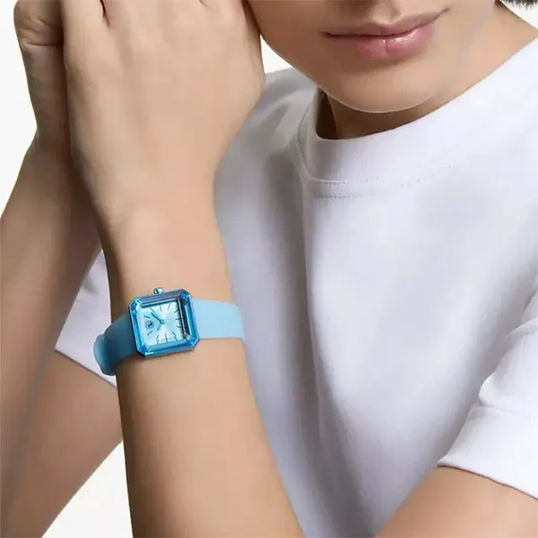 Đồng Hồ Nữ Swarovski Silicone Strap Blue 5624385 Màu Xanh Dương