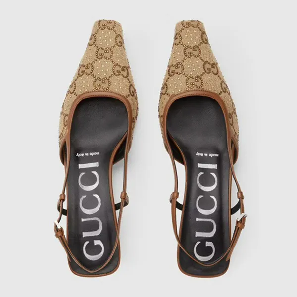 Giày Cao Gót Gucci Women’s GG Slingback Pump ‎675441-9SF10-2583 Màu Nâu Be Size 35