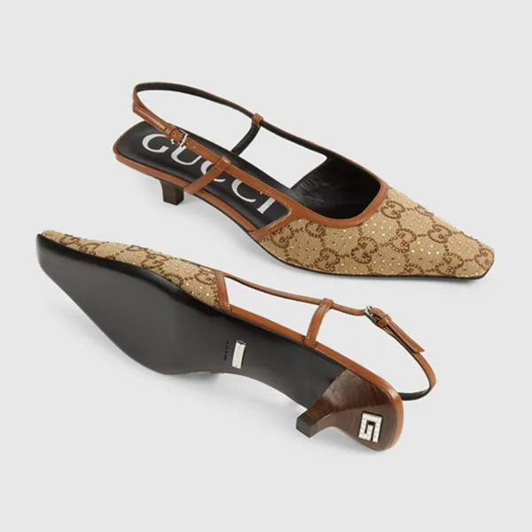 Giày Cao Gót Gucci Women’s GG Slingback Pump ‎675441-9SF10-2583 Màu Nâu Be Size 35