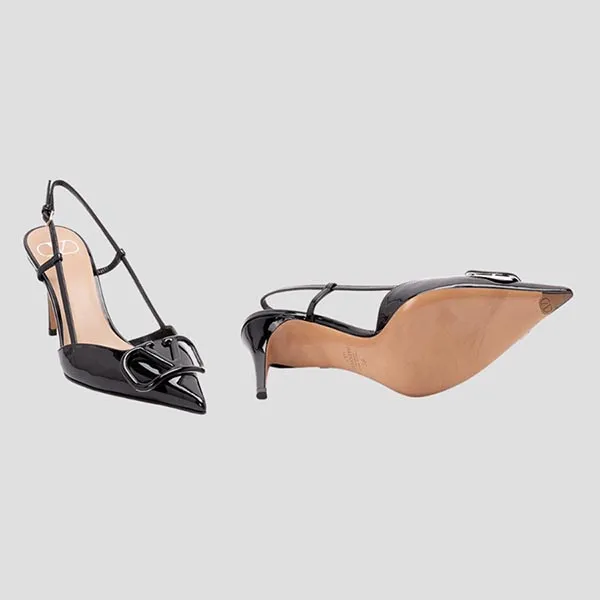 Giày Cao Gót Nữ Valentino Garavani V Logo Signature Slingback In Black 7W0S0R01TMK 0NO Màu Đen Size 37.5