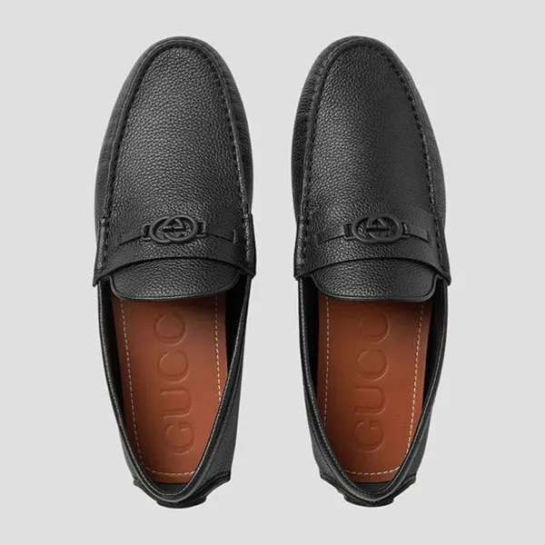 Giày Lười Nam Gucci Havel Black Interlocking G Logo 820658 AAEFR 1000 Màu Đen Size 5